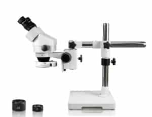 WP-3EZ-IFR07 Binocular Zoom Stereo Microscope - 0.7X - 4.5X Zoom Range, 0.5X & 2.0X Auxiliary Lenses, 144-LED Ring Light