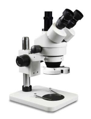 WP-1F-IFR07 Simul-Focal Trinocular Zoom Stereo Microscope - 0.7X-4.5X Zoom Range, 144-LED Ring Light