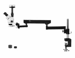 WP-8FZ-IFR07-10N Simul-Focal Trinocular Zoom Stereo Microscope - 0.7X - 4.5X Zoom Range, 0.5X & 2.0X Auxiliary Lenses, 144-LED Ring Light, 10MP Digital Eyepiece Camera