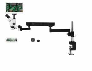 WP-8FZ-IFR07-RET11.6 Simul-Focal Trinocular Zoom Stereo Microscope - 0.7X - 4.5X Zoom Range, 0.5X & 2.0X Auxiliary Lenses, 144-LED Ring Light, 11.6" HD Retina Screen With 5MP Camera