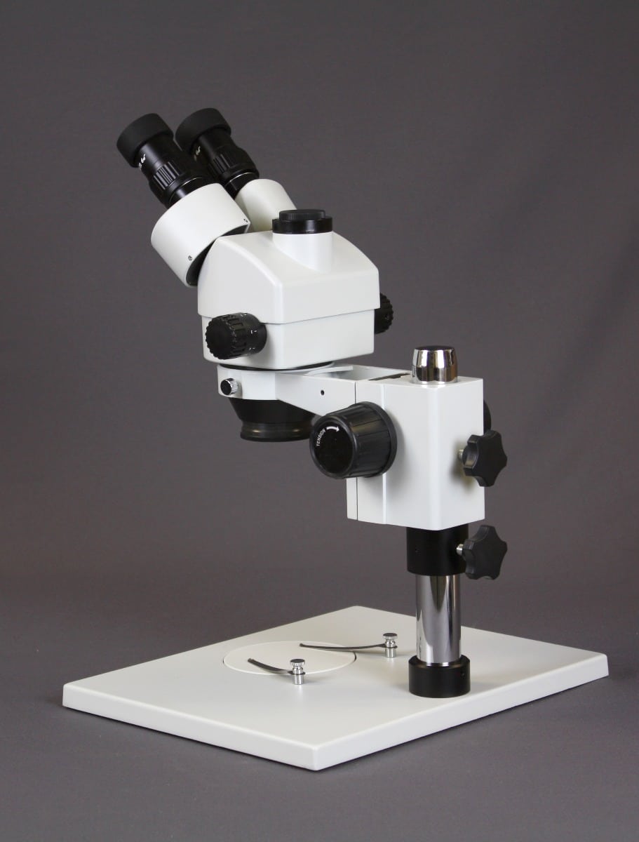 WP-1AFZ-IHL20-10N Simul-Focal Trinocular Zoom Stereo Microscope - 0.7X-4.5X Zoom Range, 0.5X & 2.0X Auxiliary Lenses, Dual Gooseneck LED Light, 10MP Digital Eyepiece Camera