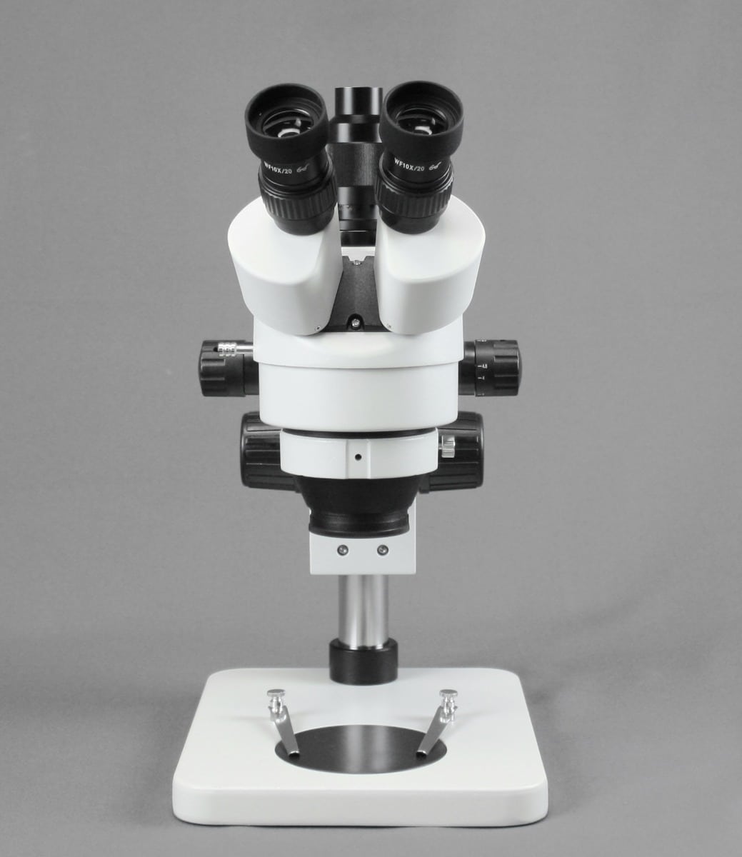 WP-1FZ-IFR07-3N Simul-Focal Trinocular Zoom Stereo Microscope - 0.7X-4.5X Zoom Range, 0.5X & 2.0X Auxiliary Lenses, 144-LED Ring Light, 3MP Digital Eyepiece Camera - Image 2