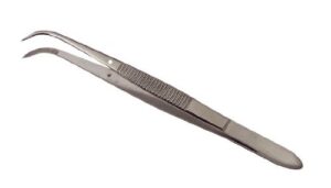 Dissecting Forceps, Stainless Steel, Fine Points, 4.5" Curved
