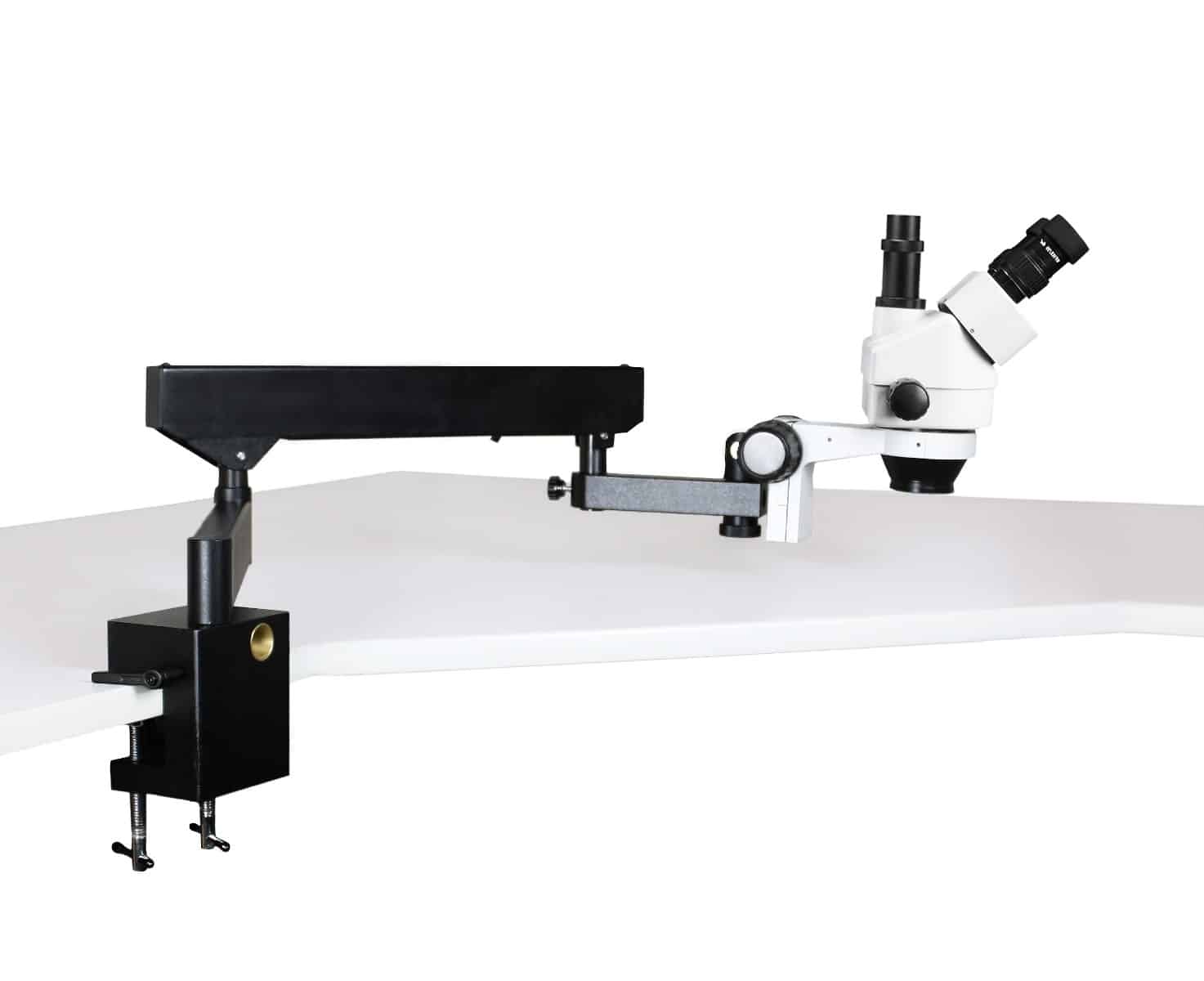 WP-7F-IHL20 Simul-Focal Trinocular Zoom Stereo Microscope - 0.7X - 4.5X Zoom Range, Dual Gooseneck LED Light - Image 2