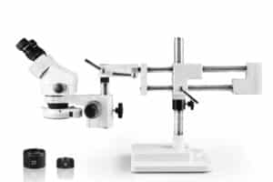 WP-5EZ-IFR07 Binocular Zoom Stereo Microscope - 0.7X - 4.5X Zoom Range, 0.5X & 2.0X Auxiliary Lenses, 144-LED Ring Light