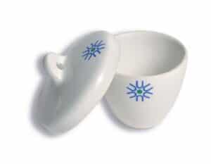 Porcelain Crucibles, Tall Form with Cover