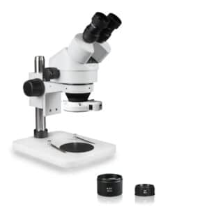 WP-1EZ-IFR07 Binocular Zoom Stereo Microscope - 0.7X-4.5X Zoom Range, 0.5X & 2.0X Auxiliary Lenses, 144-LED Ring Light