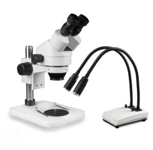 WP-1E-IHL20 Binocular Zoom Stereo Microscope - 0.7X-4.5X Zoom Range, Dual Gooseneck LED Light