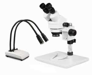 WP-1AE-IHL20 Binocular Zoom Stereo Microscope - 0.7X-4.5X Zoom Range, Dual Gooseneck LED Light