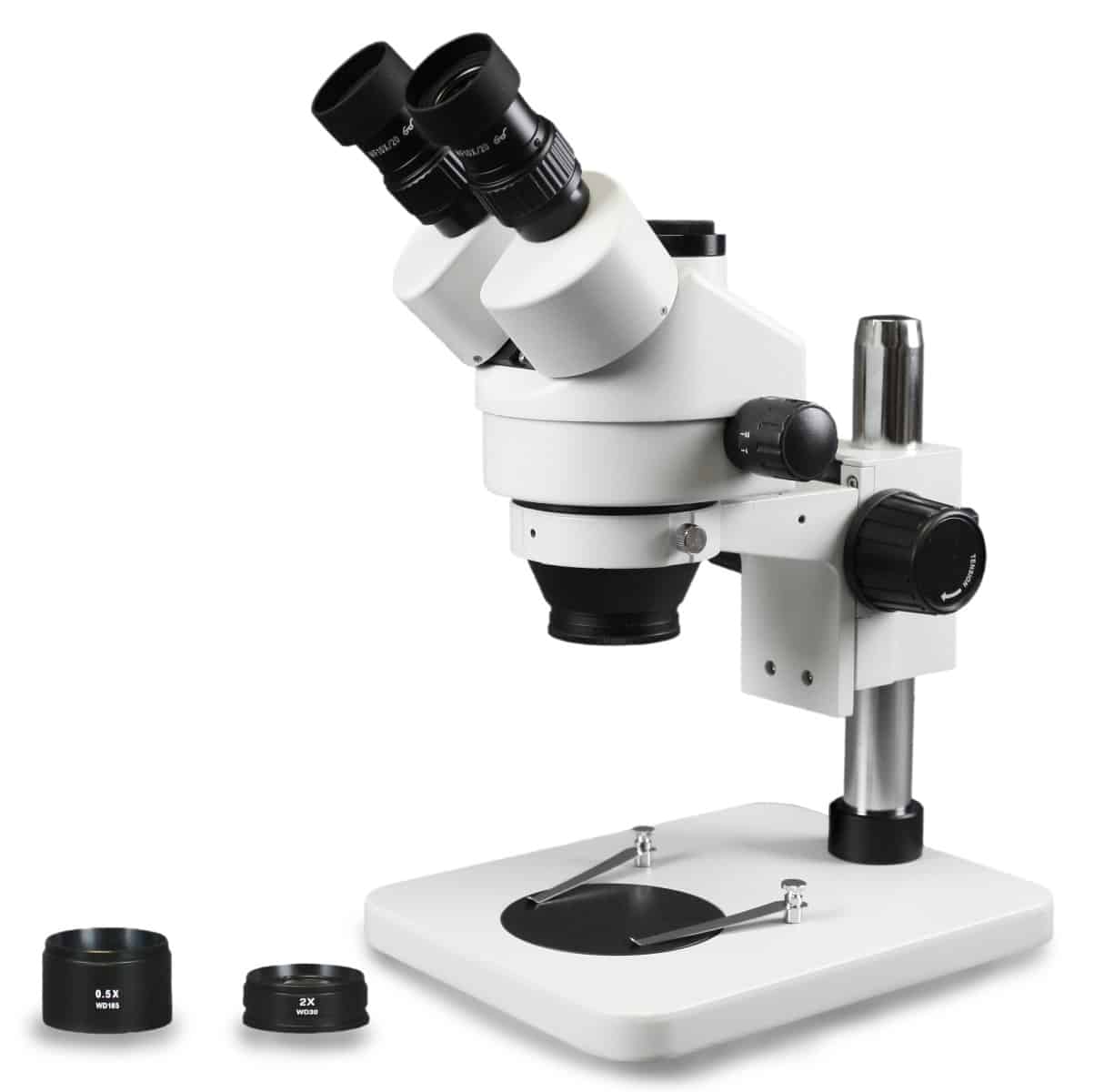WP-1FZ Simul-Focal Trinocular Zoom Stereo Microscope - 0.7X-4.5X Zoom Range, 0.5X & 2.0X Auxiliary Lenses