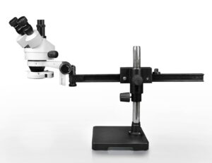 WP-2AF-IFR07 Simul-Focal Trinocular Zoom Stereo Microscope - 0.7X-4.5X Zoom Range, 144-LED Ring Light