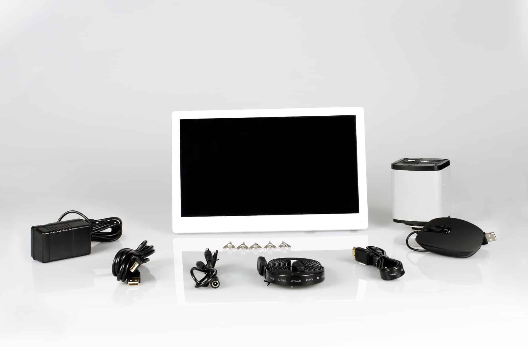 WP-9FZ-IFR07-RET11.6 Simul-Focal Trinocular Zoom Stereo Microscope - 0.7X - 4.5X Zoom Range, 0.5X & 2.0X Auxiliary Lenses, 144-LED Ring Light, 11.6" HD Retina Screen With 5MP Camera - Image 5