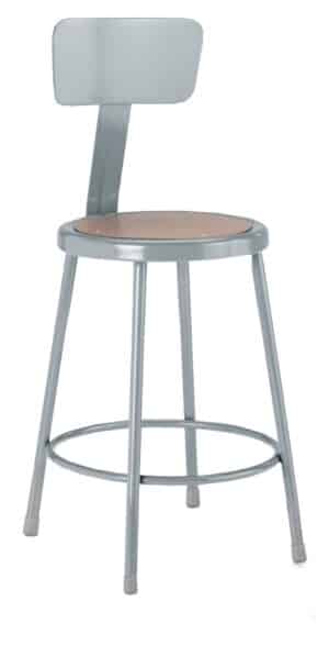 Hardboard Seat Steel Stool w/Backrest