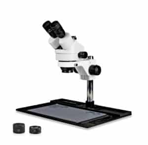 WP-10FZ Simul-Focal Trinocular Zoom Stereo Microscope - 0.7X - 4.5X Zoom Range, 0.5X & 2.0X Auxiliary Lenses
