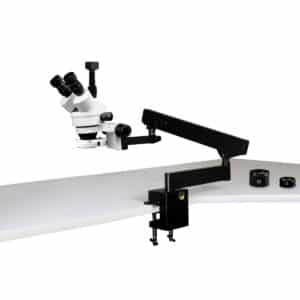 WP-7FZ-IFR07-5N Simul-Focal Trinocular Zoom Stereo Microscope - 0.7X - 4.5X Zoom Range, 0.5X & 2.0X Auxiliary Lenses, 144-LED Ring Light, 5MP Digital CMOS Camera